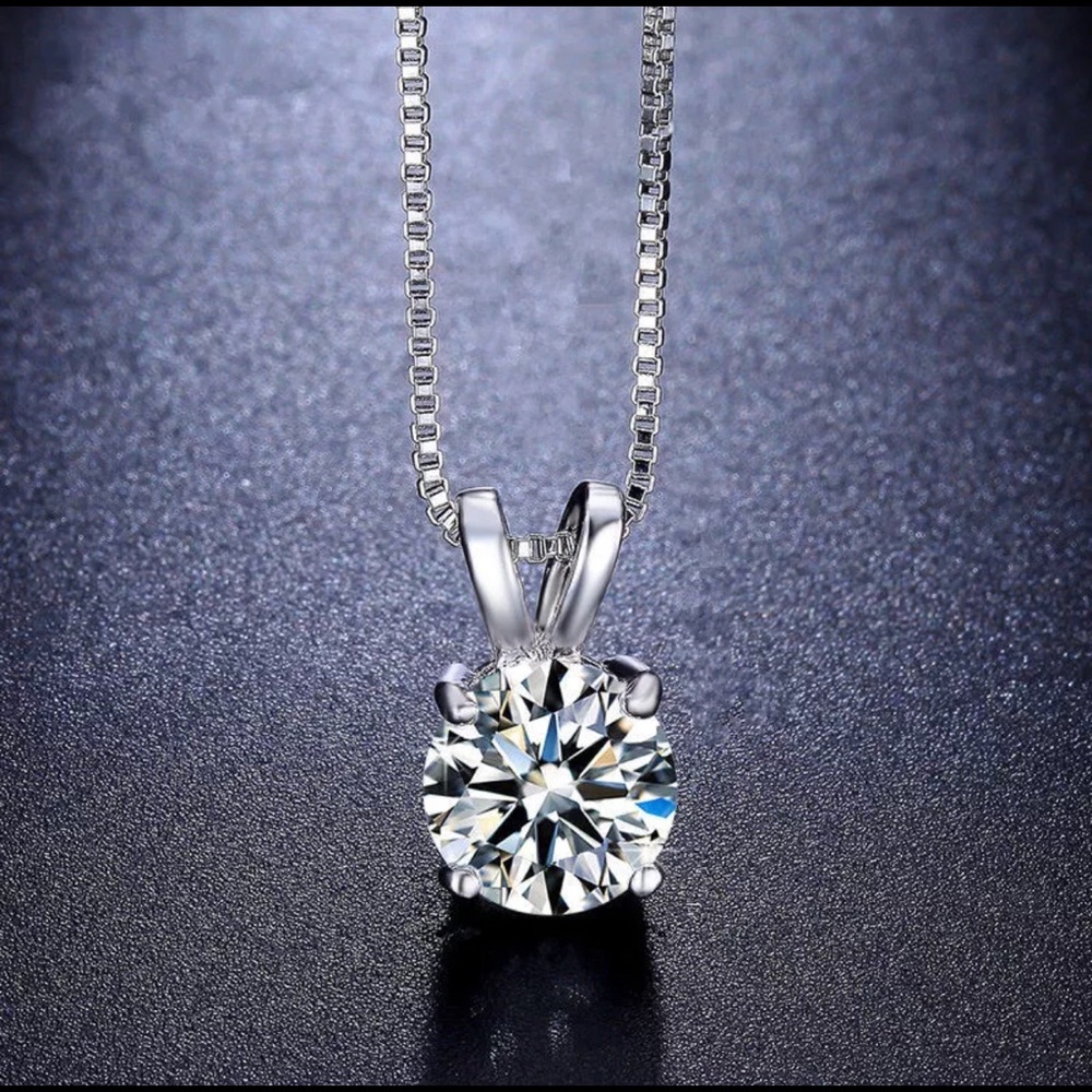 Cubic Zirconia Silver Pendant Necklace